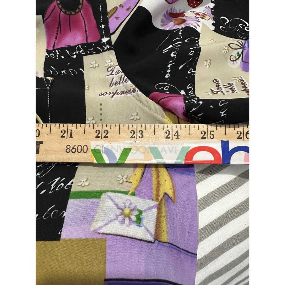 Susan Graver XL Womens Top Button Short Sleeve Girly Makeup Patch Design Colors - Picture 4 of 13